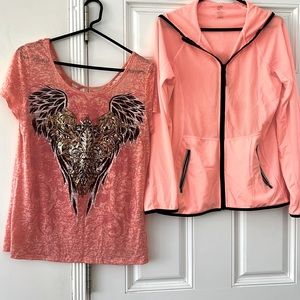 Hoodie and T-shirt set angels and diamonds buckle Soho hoodie